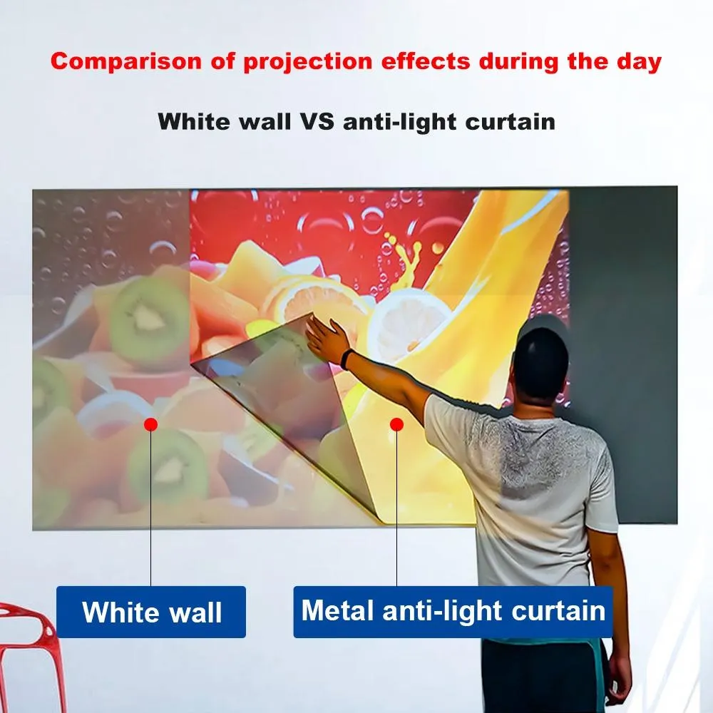 100 Folding Anti-light Projection Curtain - 16 9 - 221x125cm - Metal Hd