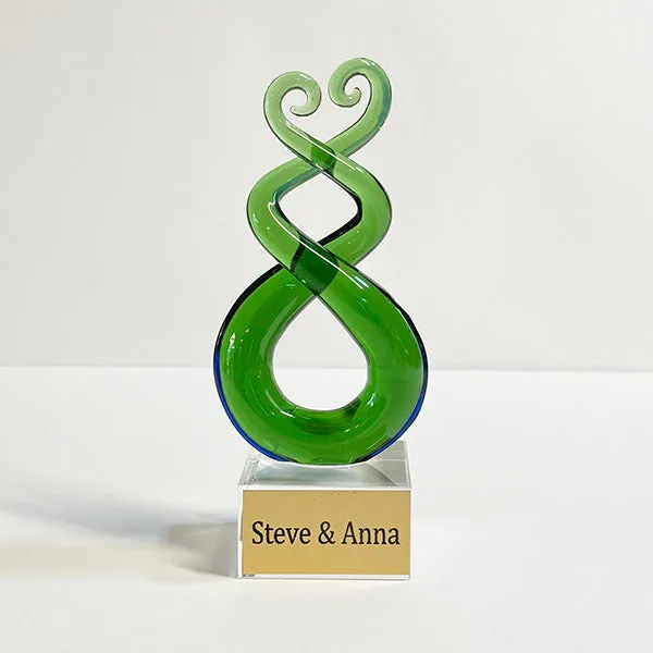 15cm Glass Maori Twist and Koru Ornament or Trophy