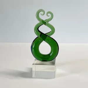 15cm Glass Maori Twist and Koru Ornament or Trophy