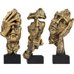 3 قطعة المفكر تمثال بوليريسين المنحوتات لا . 3pcs The Thinker Statue Polyresin Sculptures Hear No See