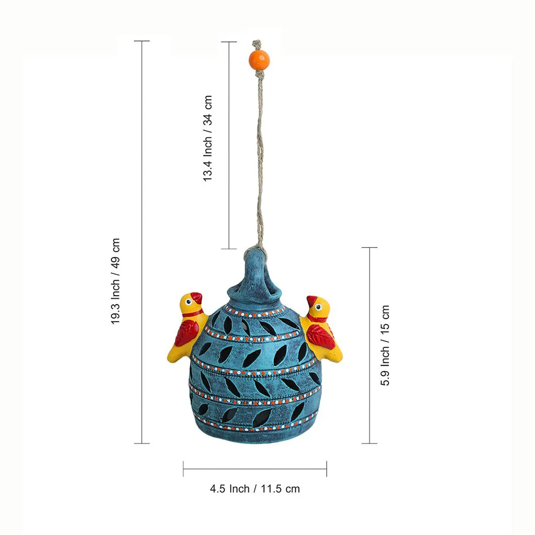 'Beautiful Birdies' Handmade & Handpainted Terracotta Garden Decorative Hanging