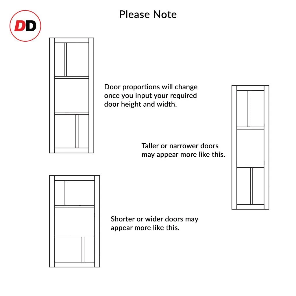 Bespoke Room Divider - Eco-Urban® Arran Door DD6432CF Clear Glass (2 FROSTED PANES) with Full Glass Side  - Premium Primed - Colour & Size Options