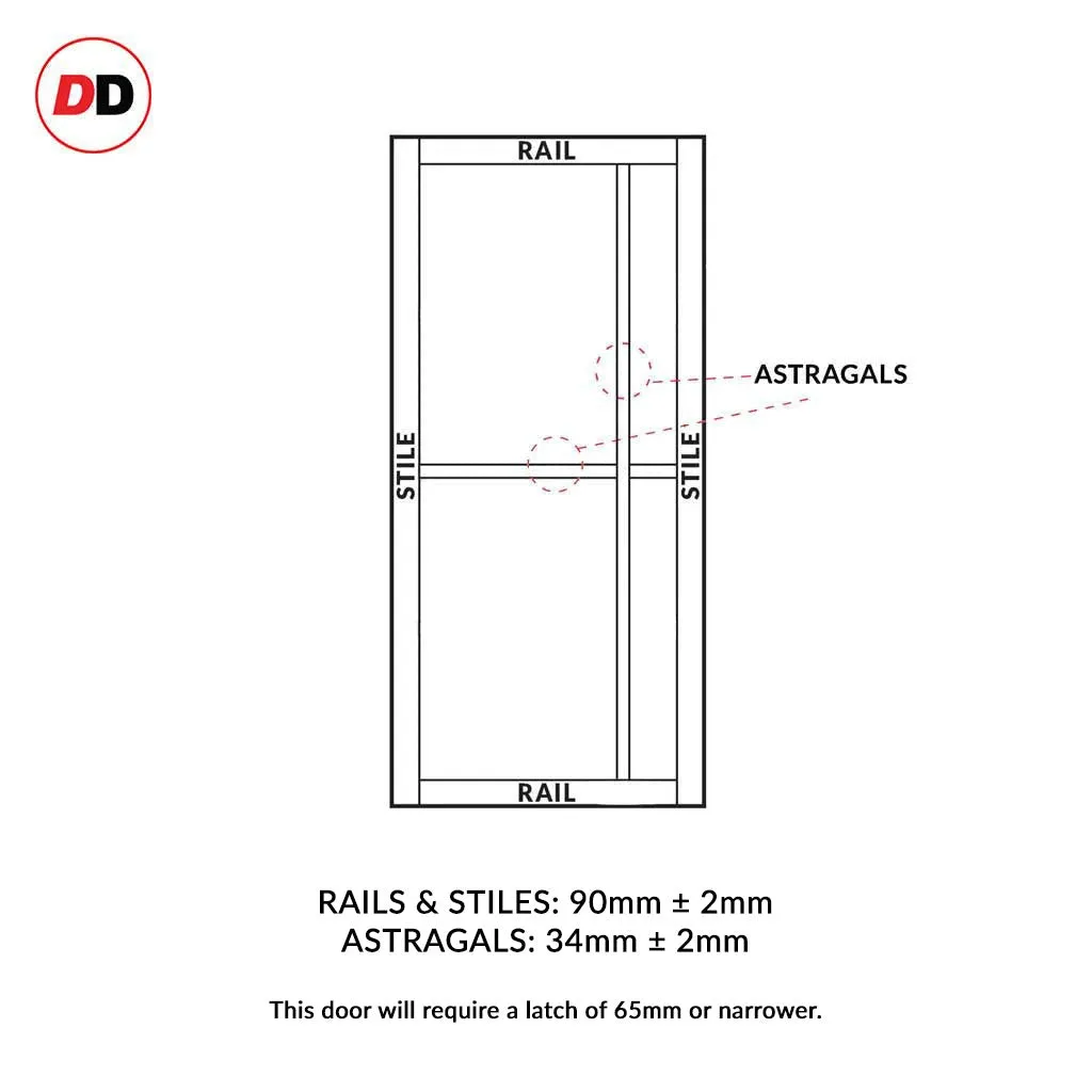 Bespoke Room Divider - Eco-Urban® Marfa Door DD6313F - Frosted Glass with Full Glass Side - Premium Primed - Colour & Size Options