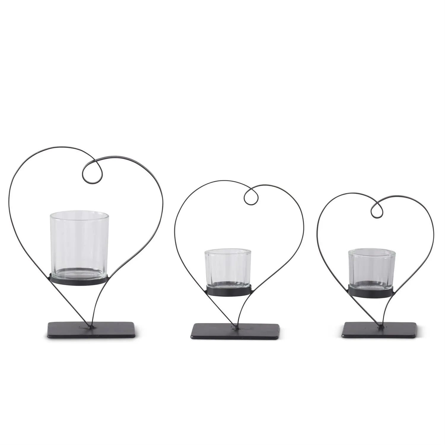 Black Metal Heart Votive Candleholders - 3 Sizes