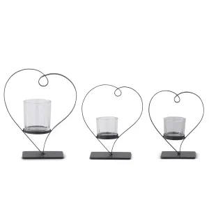 Black Metal Heart Votive Candleholders - 3 Sizes