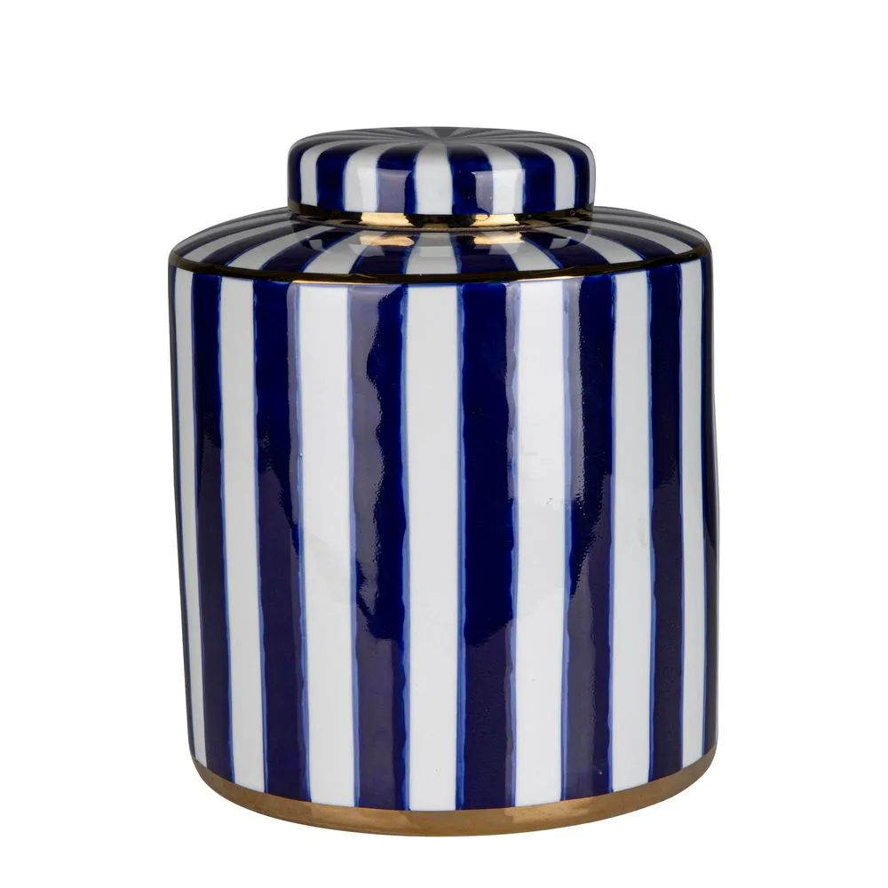Blue and White Stripe Canister