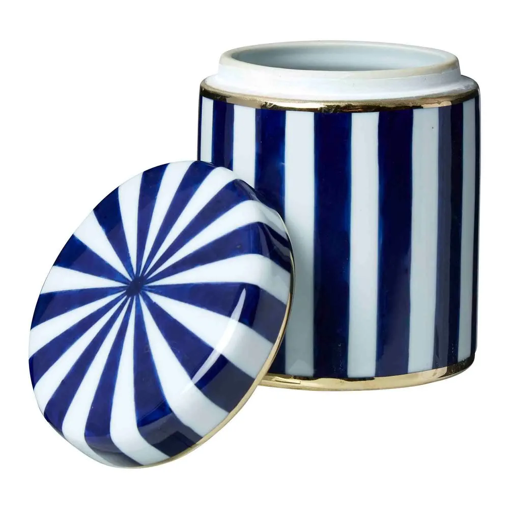 Blue and White Stripe Canister