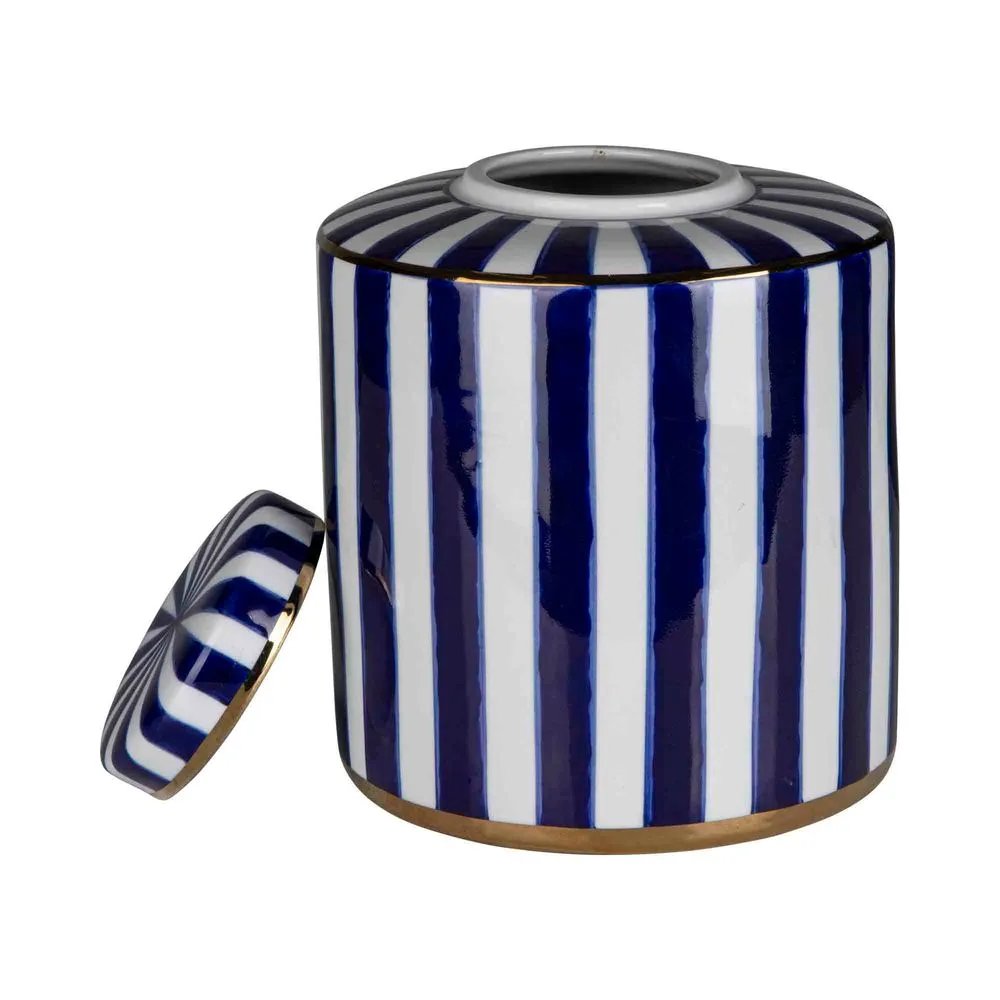 Blue and White Stripe Canister