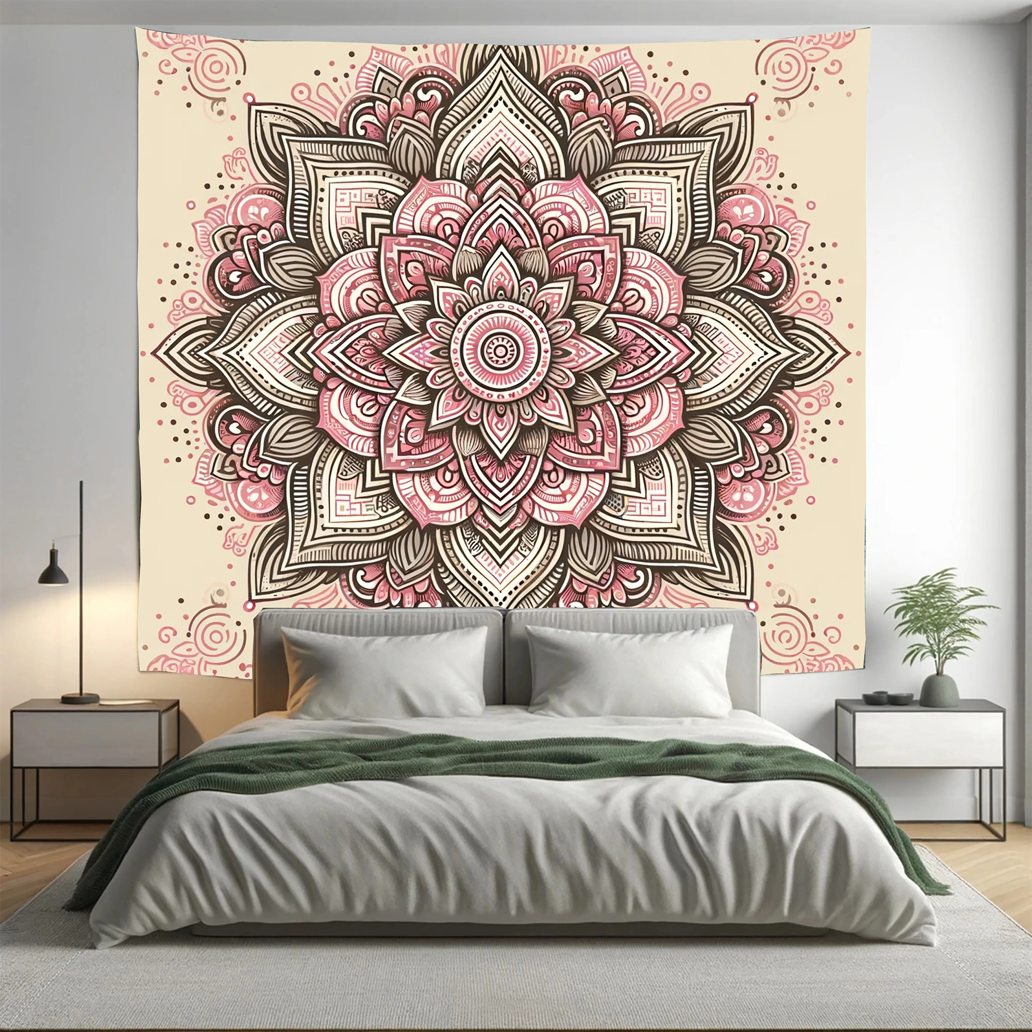 Bohemian Blush Indian Mandala Tapestry Psychedelic Wall Hanging Boho Decor