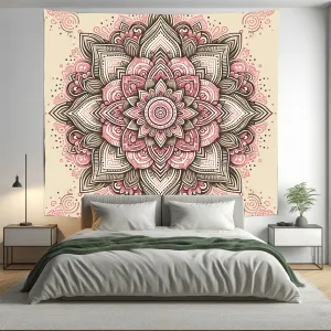 Bohemian Blush Indian Mandala Tapestry Psychedelic Wall Hanging Boho Decor