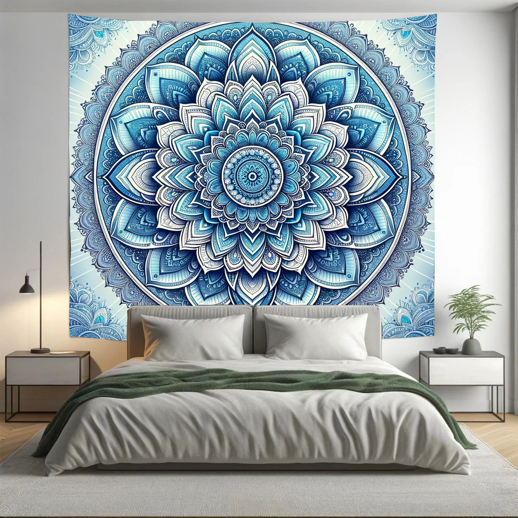 Bohemian Great Blue Indian Mandala Tapestry Psychedelic Wall Hanging Boho Decor
