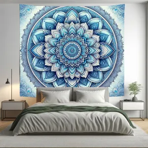 Bohemian Great Blue Indian Mandala Tapestry Psychedelic Wall Hanging Boho Decor
