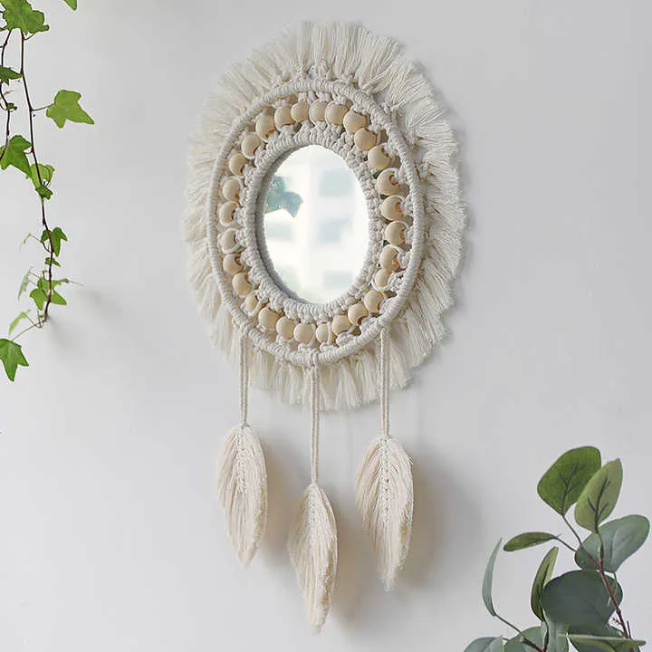 Boho Home Decor Hilo Macrame -ديكور منزلي بوهو مرآه