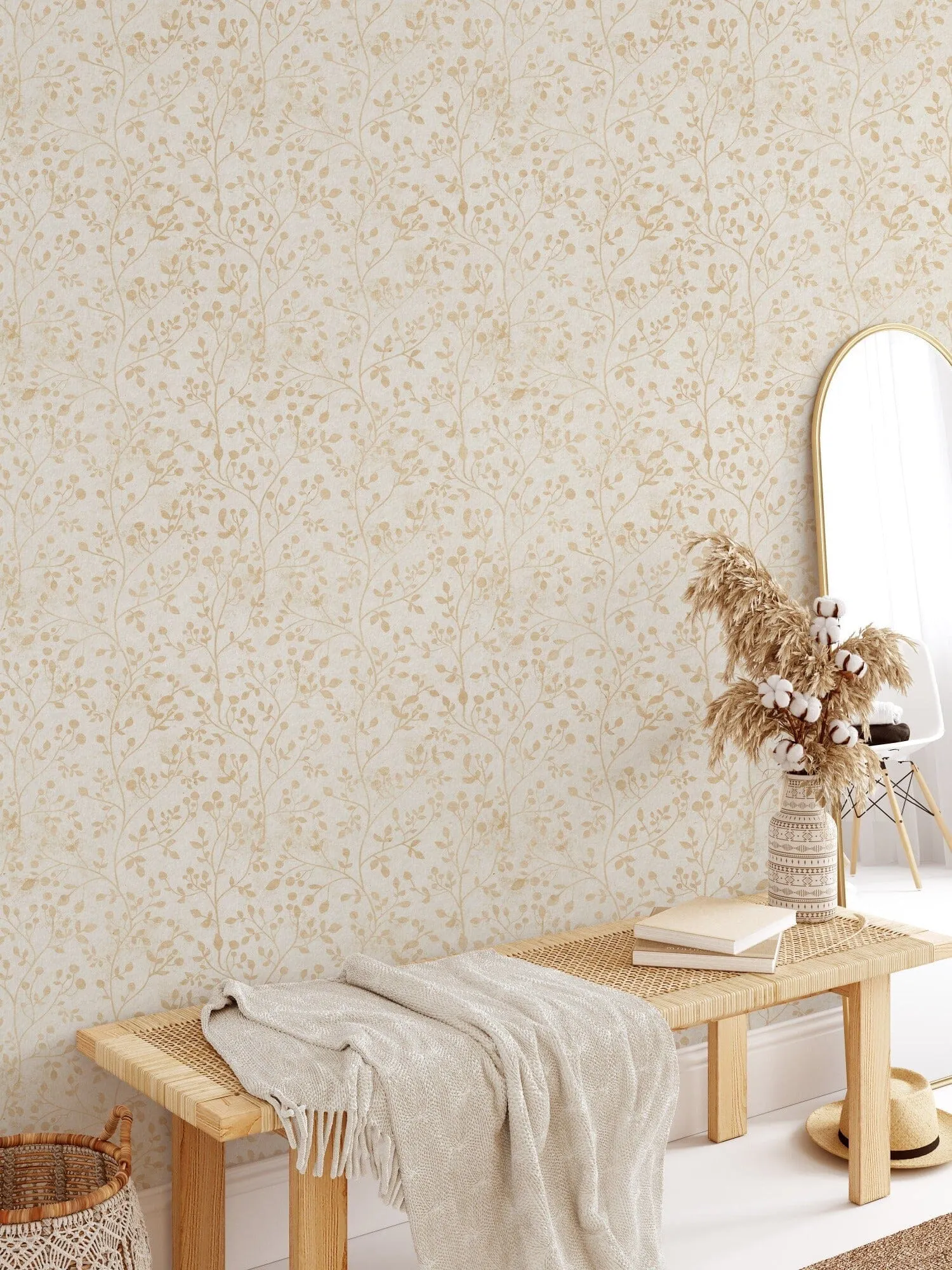 Boho Leaves Wallpaper Floral Boho Wallpaper