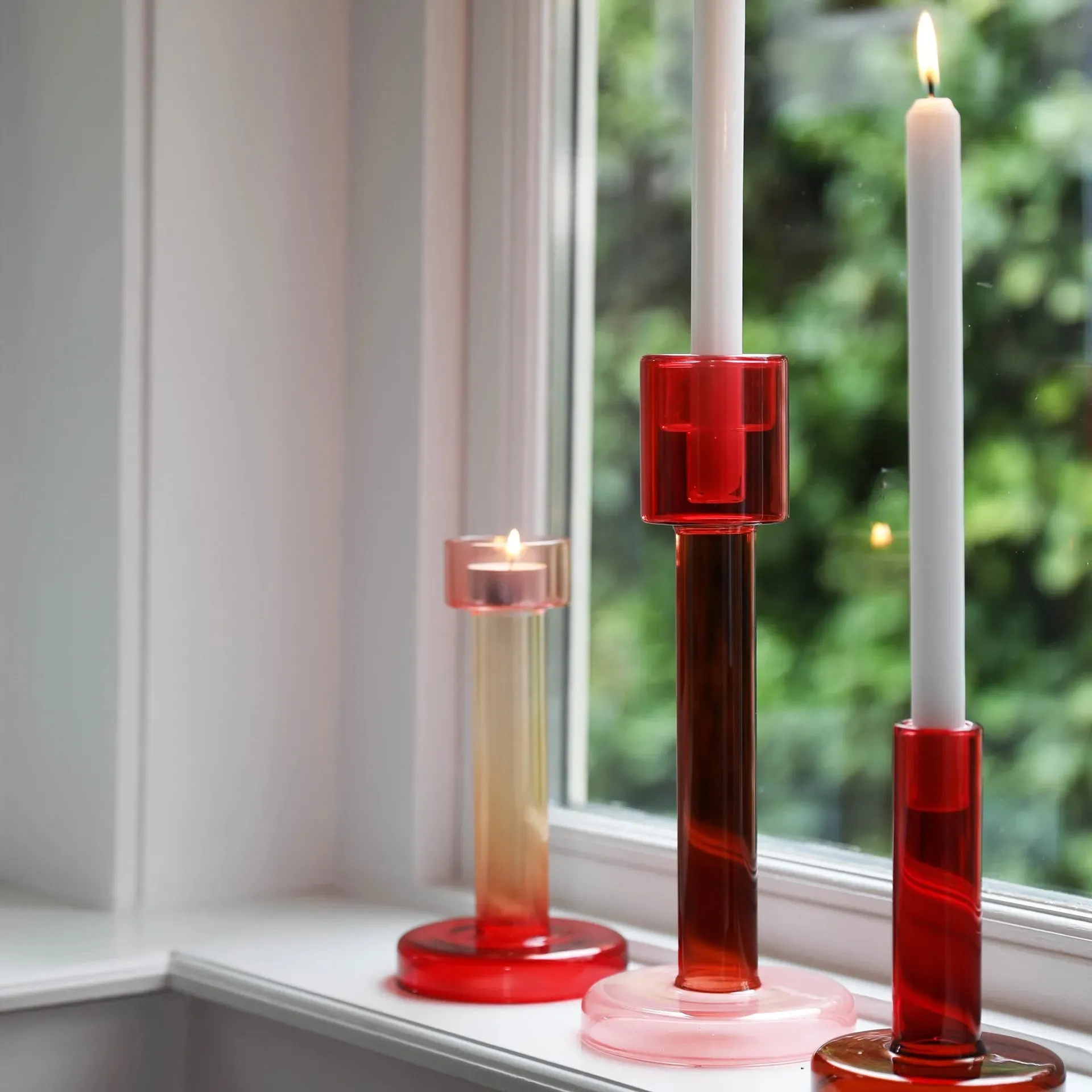 Bole Candle Holder Large (Red/Pink)