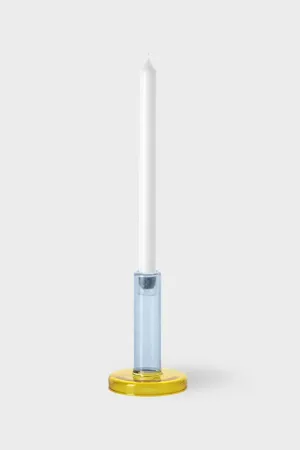 Bole Candle Holder Small (Blue/Yellow)