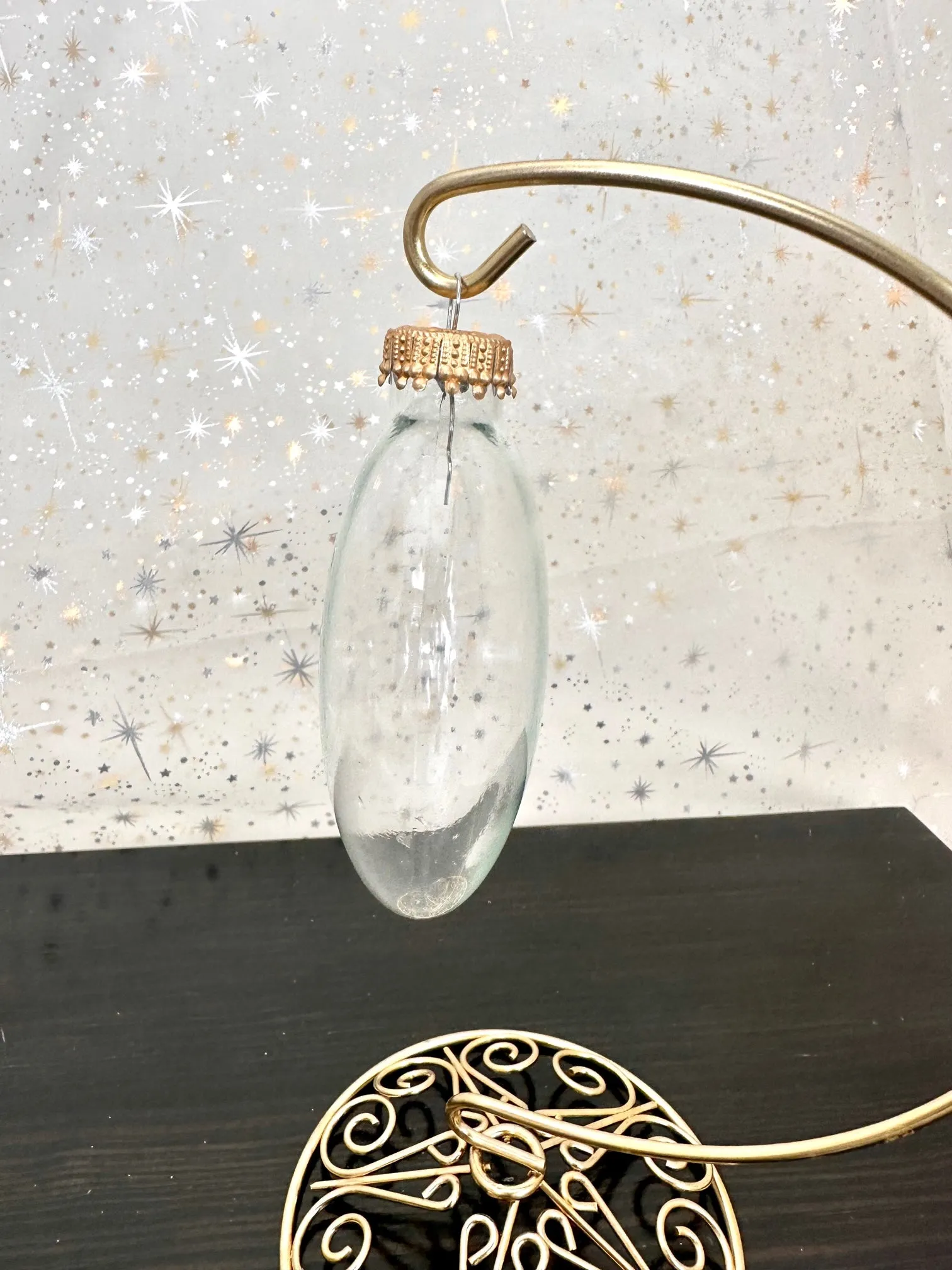 Christmas By Krebs 3" (76mm) Craft Glass Ornament [6 Pieces], Designer Heirloom  (Clear Craft Disc Gold Crown Caps)