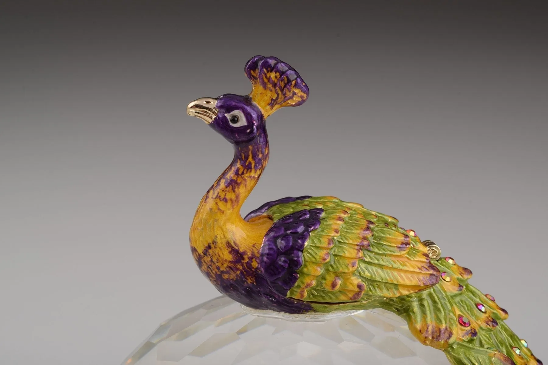 Colorful Peacock on Crystal Ball
