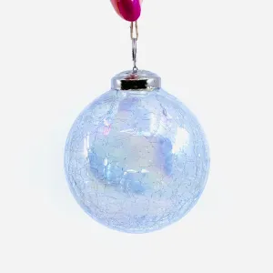 Crackle Glass Ornament 3.5" Clear Luster, 16