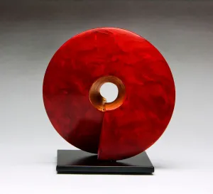 Crimson Coil Sculpture