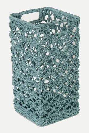 Crochet Wire Basket Tall - Sea Spray