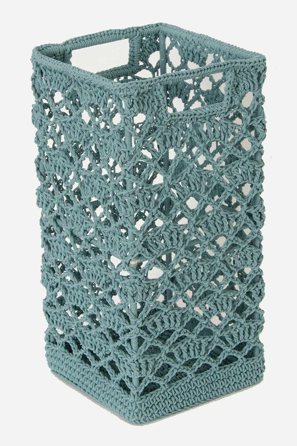 Crochet Wire Basket Tall - Sea Spray