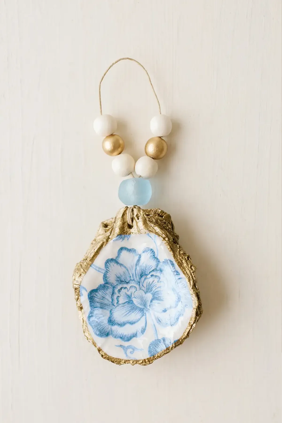 Decoupage Oyster Shell Ornament: Indigo Collection