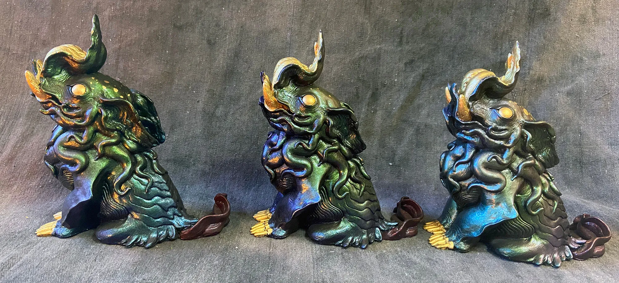 DEEP DISCOUNT- FLAMBOYANT CUTTLEFISH BAKU CAST FIGURE- COLOR SHIFT/GOLD LEAF