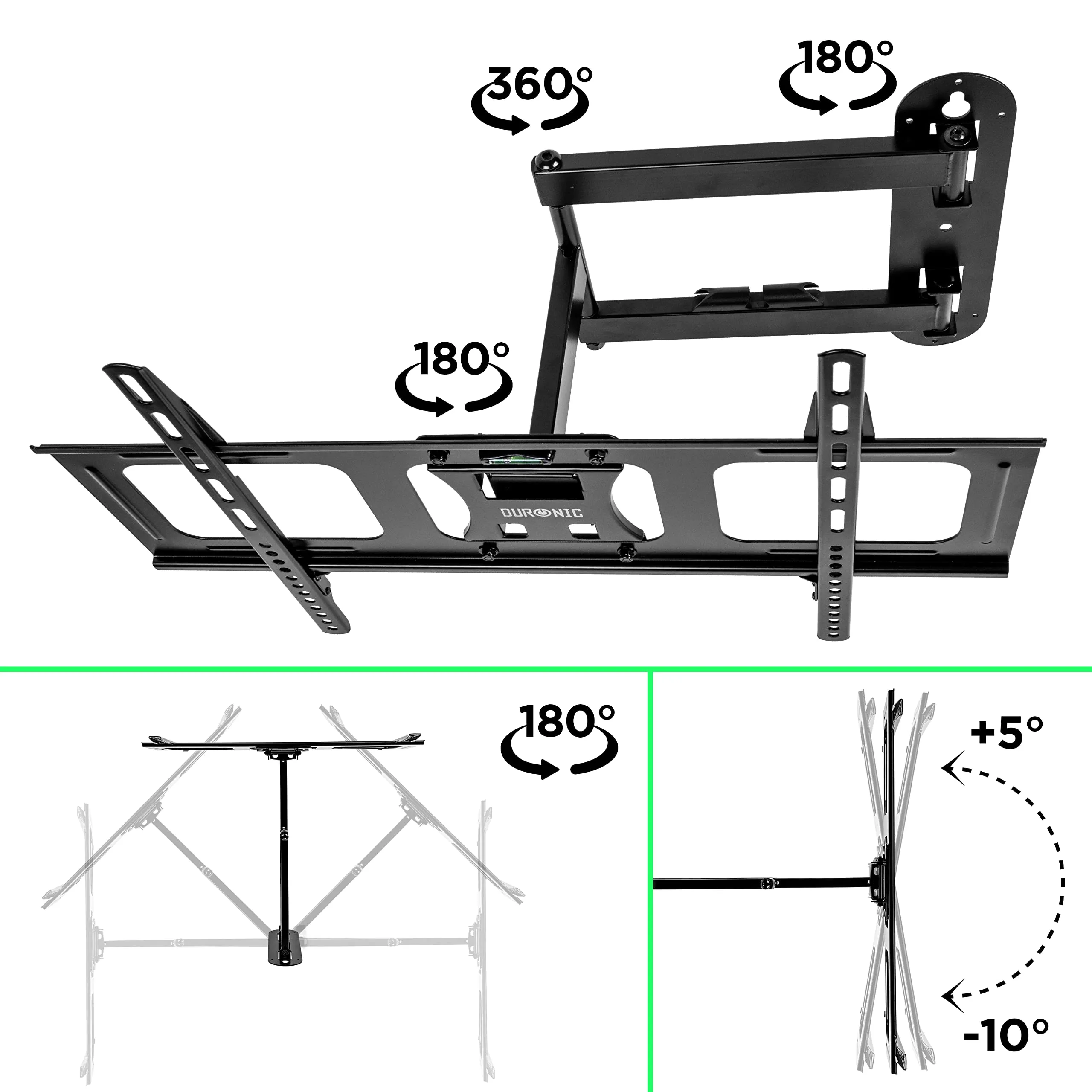 Duronic TVB109M TV Bracket, Wall Mount for 32-70" Television Screen, Tilting Action  5°/-10°, Fits up to 600x400mm, For Flat Screen LCD/LED (35kg)