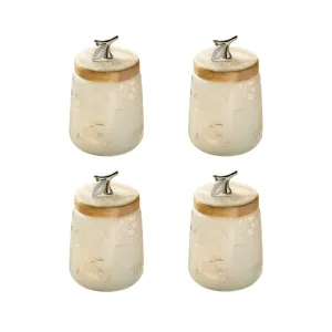 Ellementry Twigy Frosted Glass Jar with Wooden Lid (Tall) | 1250 ML | Transparent and BPA Free | Kitchen Organizer | Modular | Multipurpose Jar | Grocery, Dry Fruit and Spice Storage Jars (Pack Of 4)