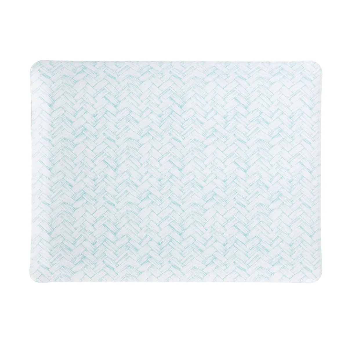 Fabric Tray Medium Basketweave Aqua
