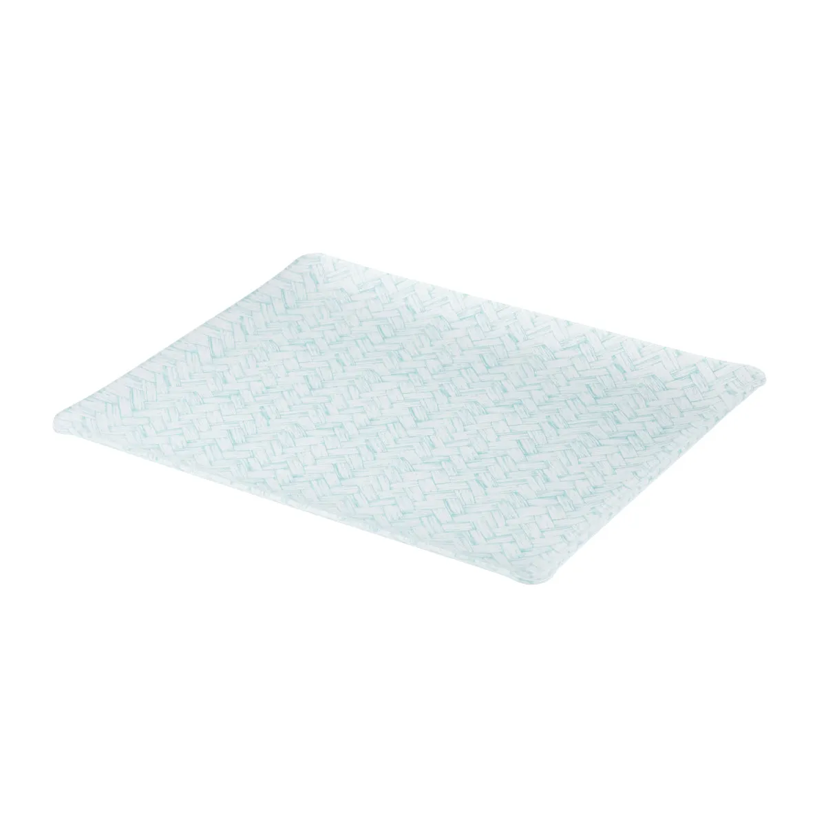 Fabric Tray Medium Basketweave Aqua