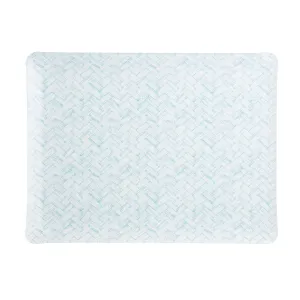 Fabric Tray Medium Basketweave Aqua