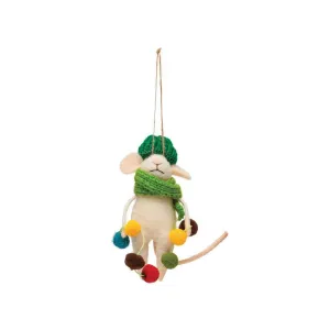 Felt Mouse in Knit Scarf & Hat Ornament