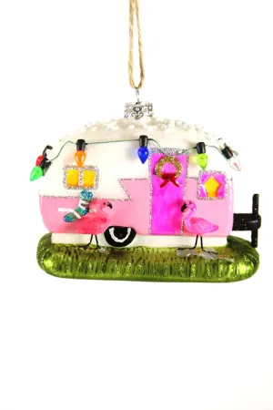Flamingo Camper Ornament