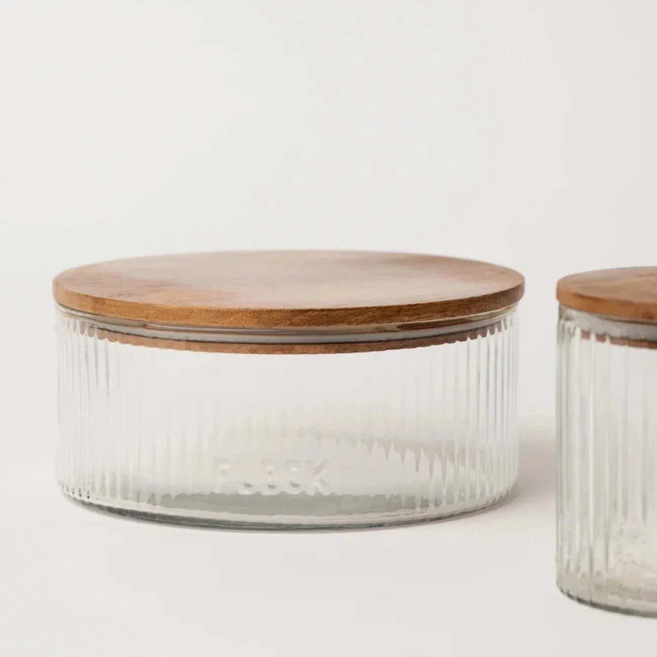 Fluted Glass Storage Jars, Set of 3