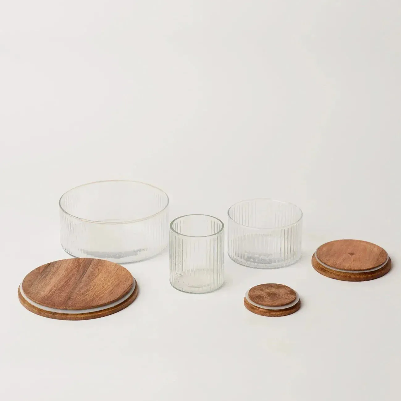 Fluted Glass Storage Jars, Set of 3