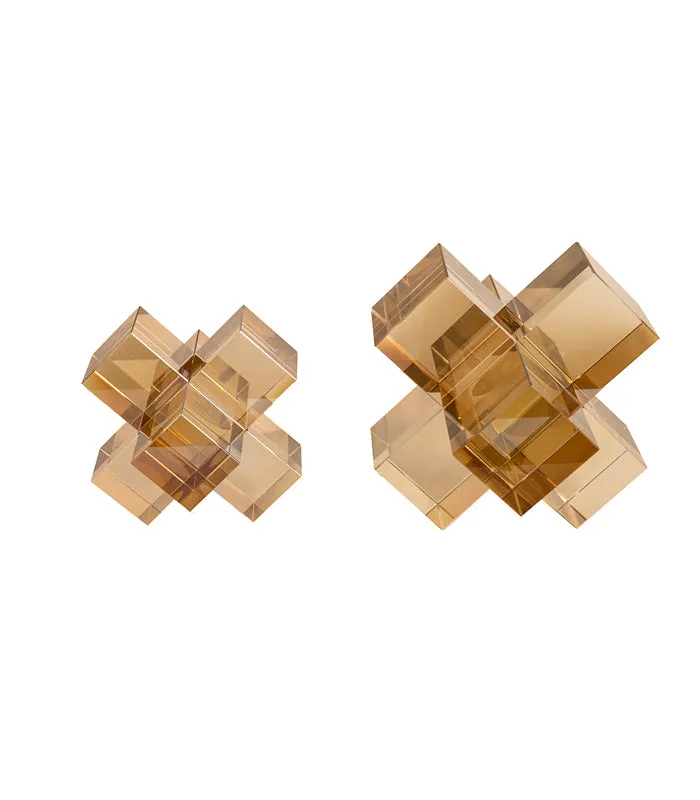 Geo Crystal Sculpture Set - Brown