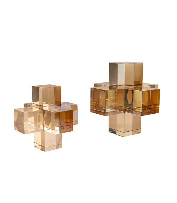 Geo Crystal Sculpture Set - Brown