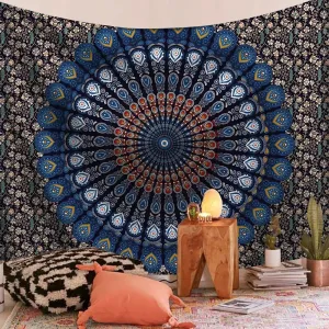 Harmony Peacock Indian Mandala Tapestry Psychedelic Wall Hanging Boho Decor
