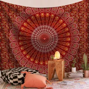 Harmony Red Indian Mandala Tapestry Psychedelic Wall Hanging Boho Decor