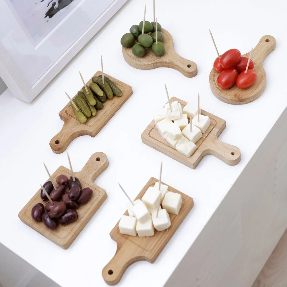 KIKKERLAND Mini Serving Trays - Set of 6 - Wooden Brown
