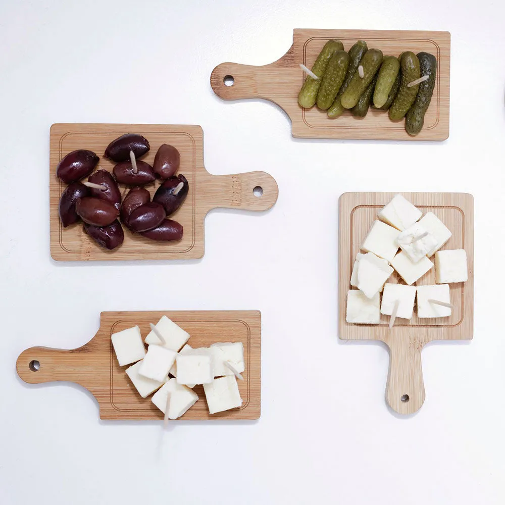 KIKKERLAND Mini Serving Trays - Set of 6 - Wooden Brown
