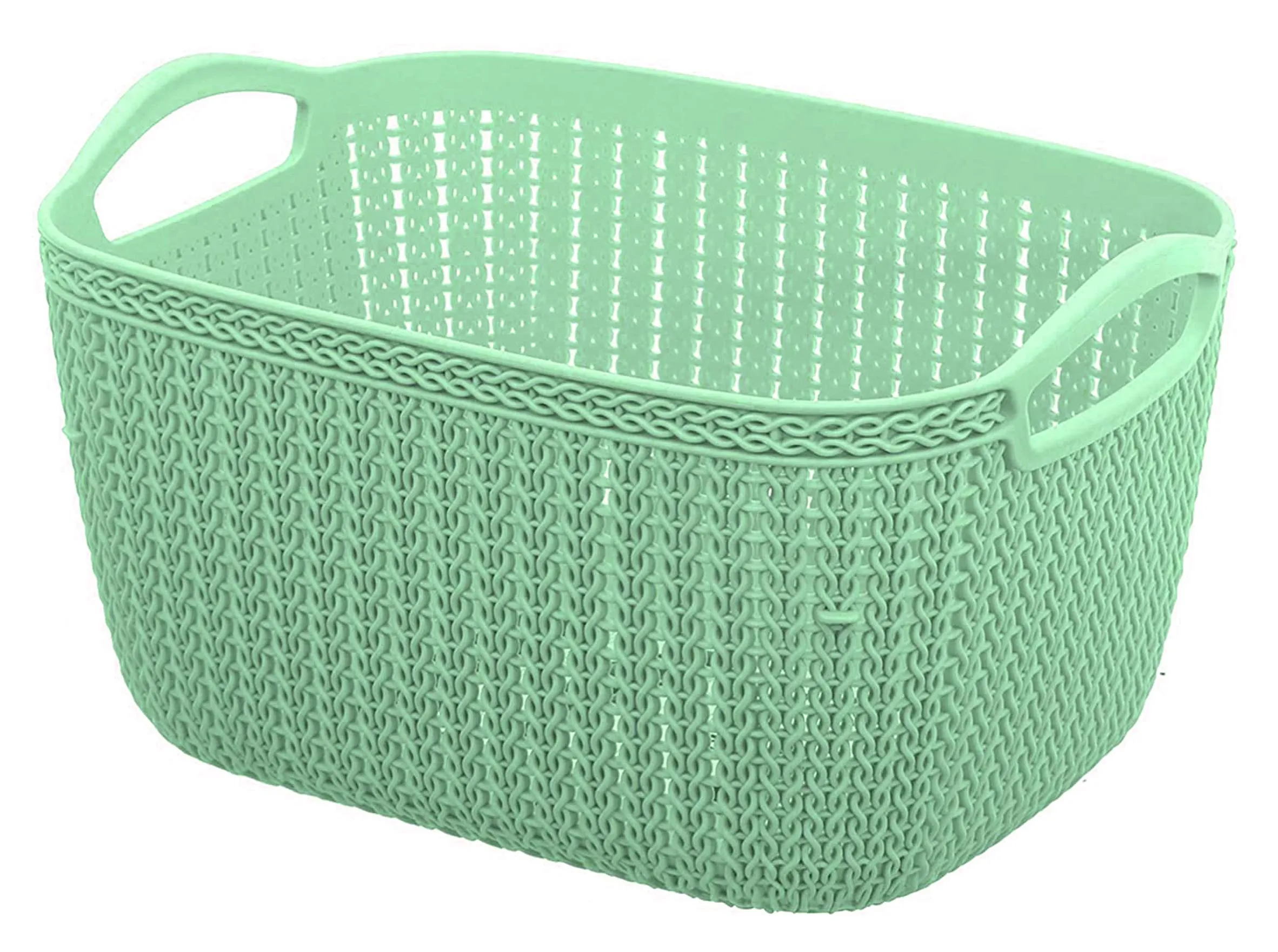 Kuber Industries Q-6 Unbreakable Plastic 4 Pieces Multipurpose Large Size Flexible Storage Baskets/Fruit Vegetable Bathroom Stationary Home Basket with Handles (Light Green)