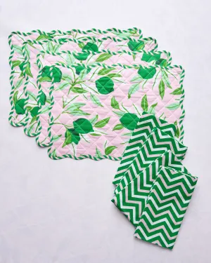 Lime Zest - Set of 4 Placemats & Napkins Bundle - Pink Salt