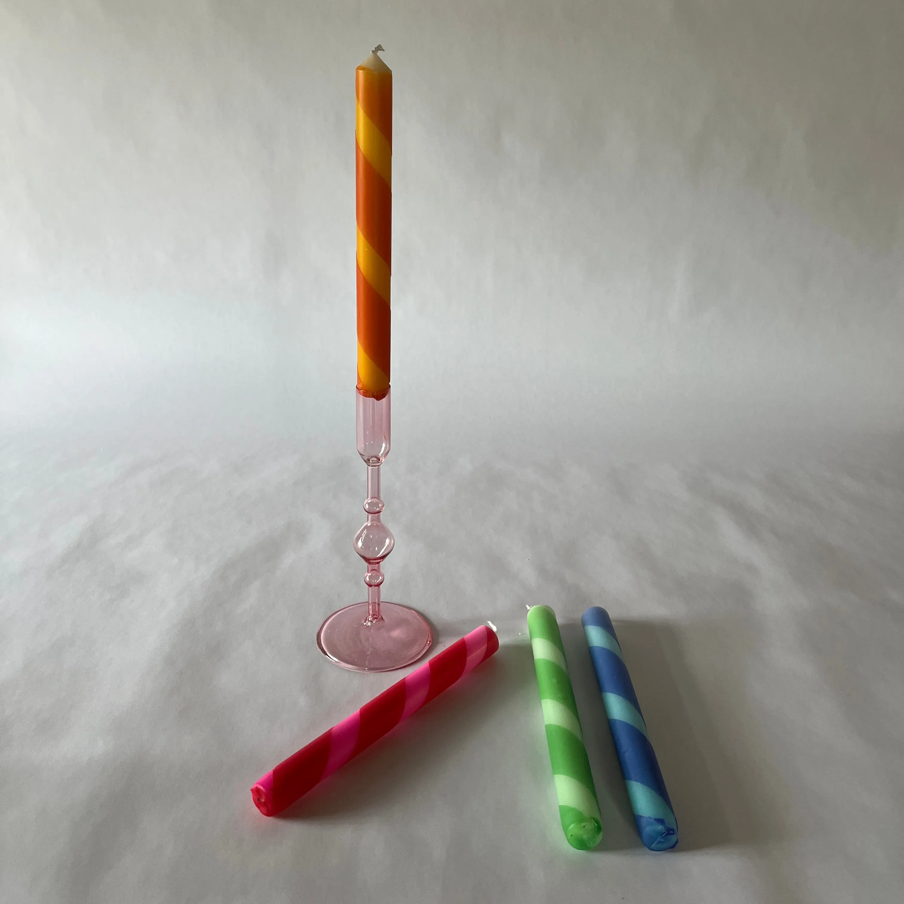 Pink/Orange/Green/Blue Taper Candles, Set of 4