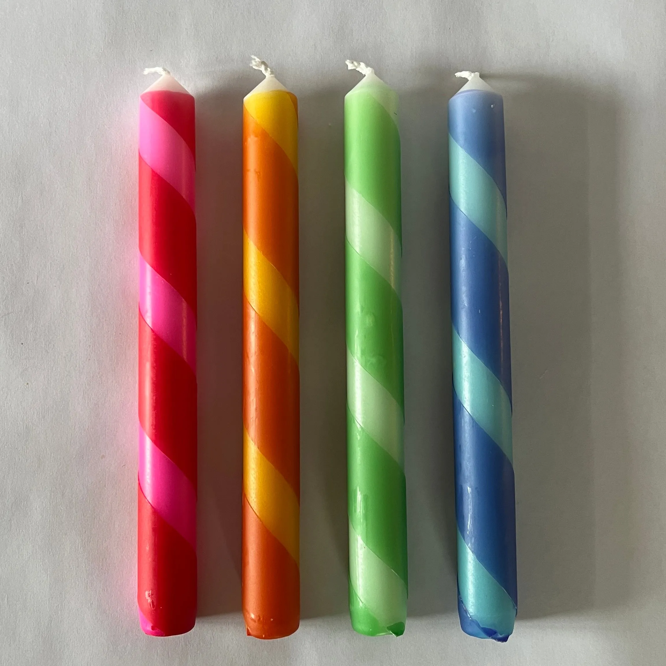 Pink/Orange/Green/Blue Taper Candles, Set of 4