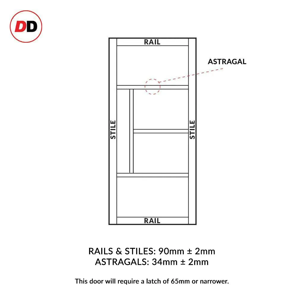 Room Divider - Handmade Eco-Urban® Boston Door DD6311F - Frosted Glass - Premium Primed - Colour & Size Options
