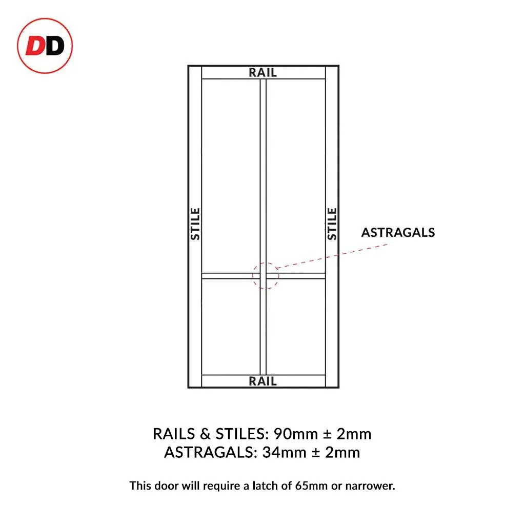 Room Divider - Handmade Eco-Urban® Bronx with Two Sides DD6315F - Frosted Glass - Premium Primed - Colour & Size Options