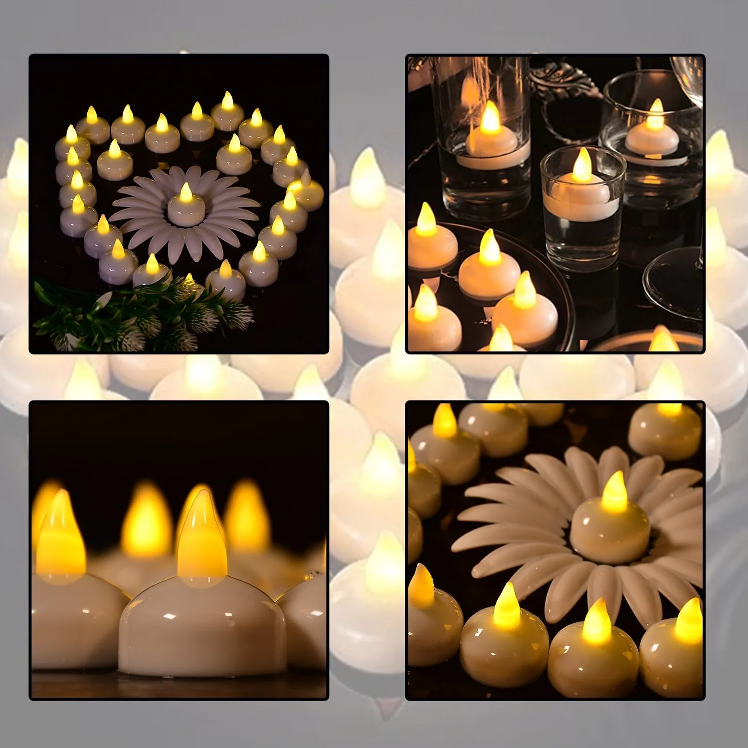 Set of 12 Flameless Floating Candles Battery Operated Tea Lights Tealight Candle - Decorative, Wedding.